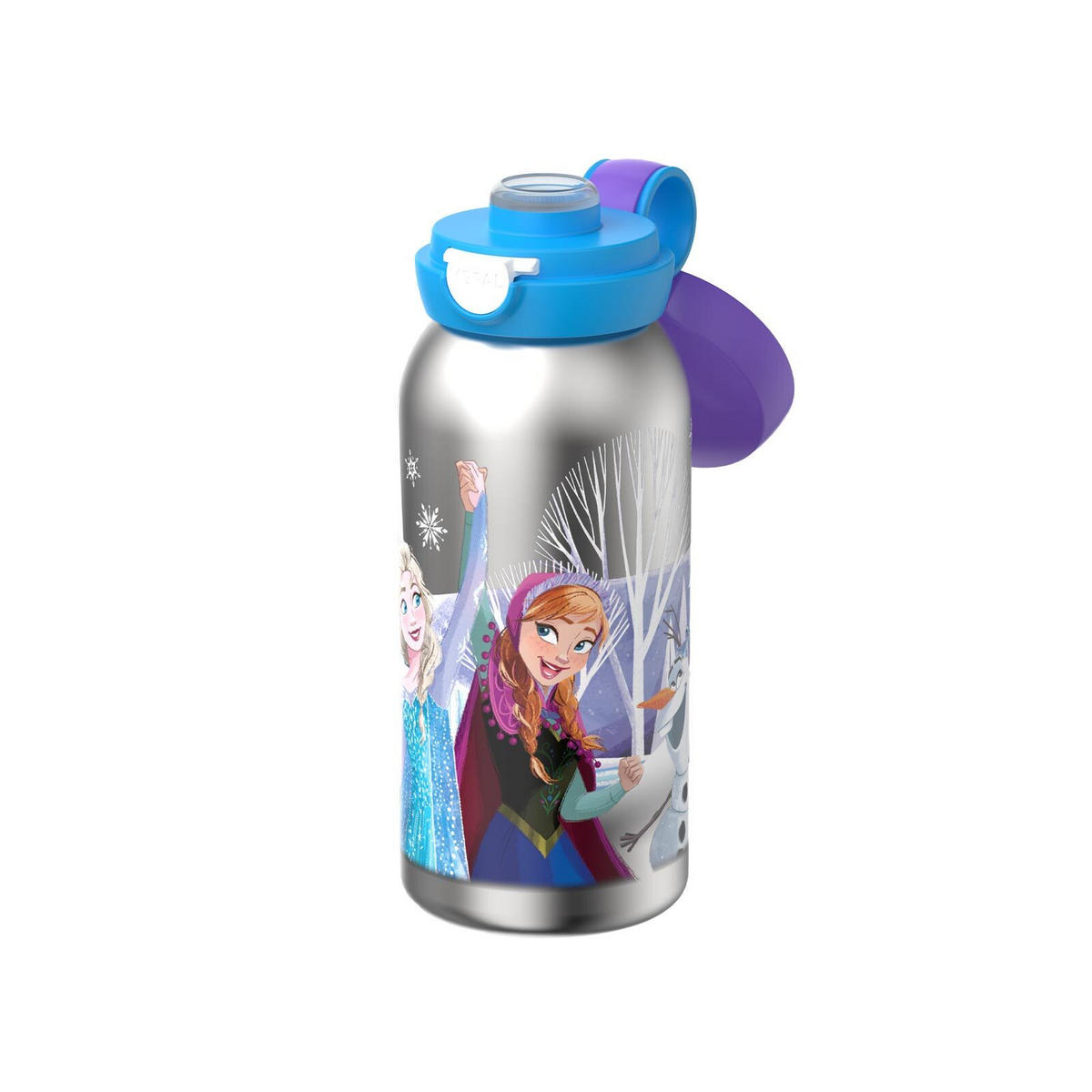 EDELSTAHL-TRINKFLASCHE MIT KLAPPDECKEL Campus Frozen Friends 600 ml - Blau/Lila, Kunststoff/Metall (0.6L) - Mepal