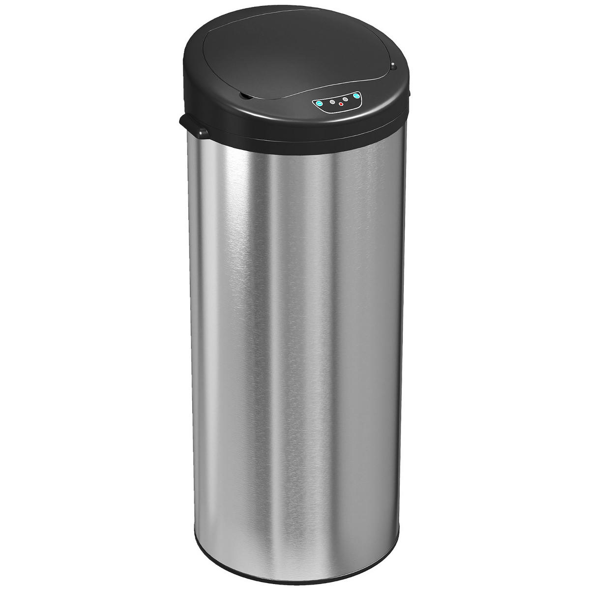 MÜLLEIMER 55L 32/30/78,5 cm Edelstahl Silber Automatik Abfalleimer Küche - Silberfarben, Metall (30/78.5/32cm) - Rolipo
