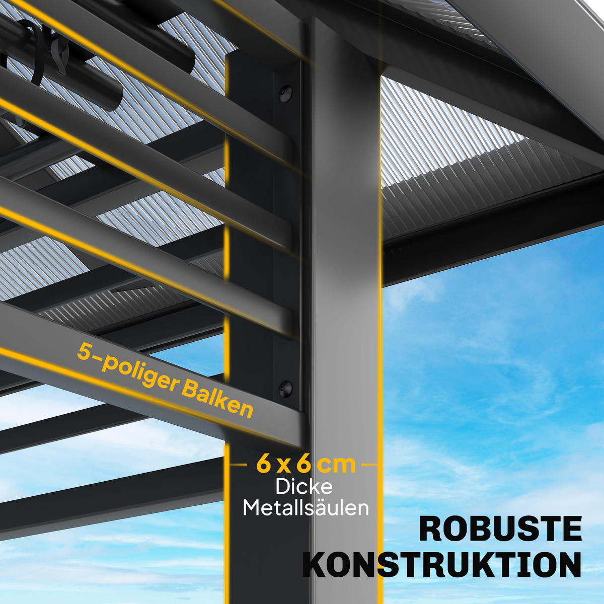 PAVILLON Metall Polycarbonat Dunkelgrau - Dunkelgrau, Metall (296/285/356cm) - Outsunny