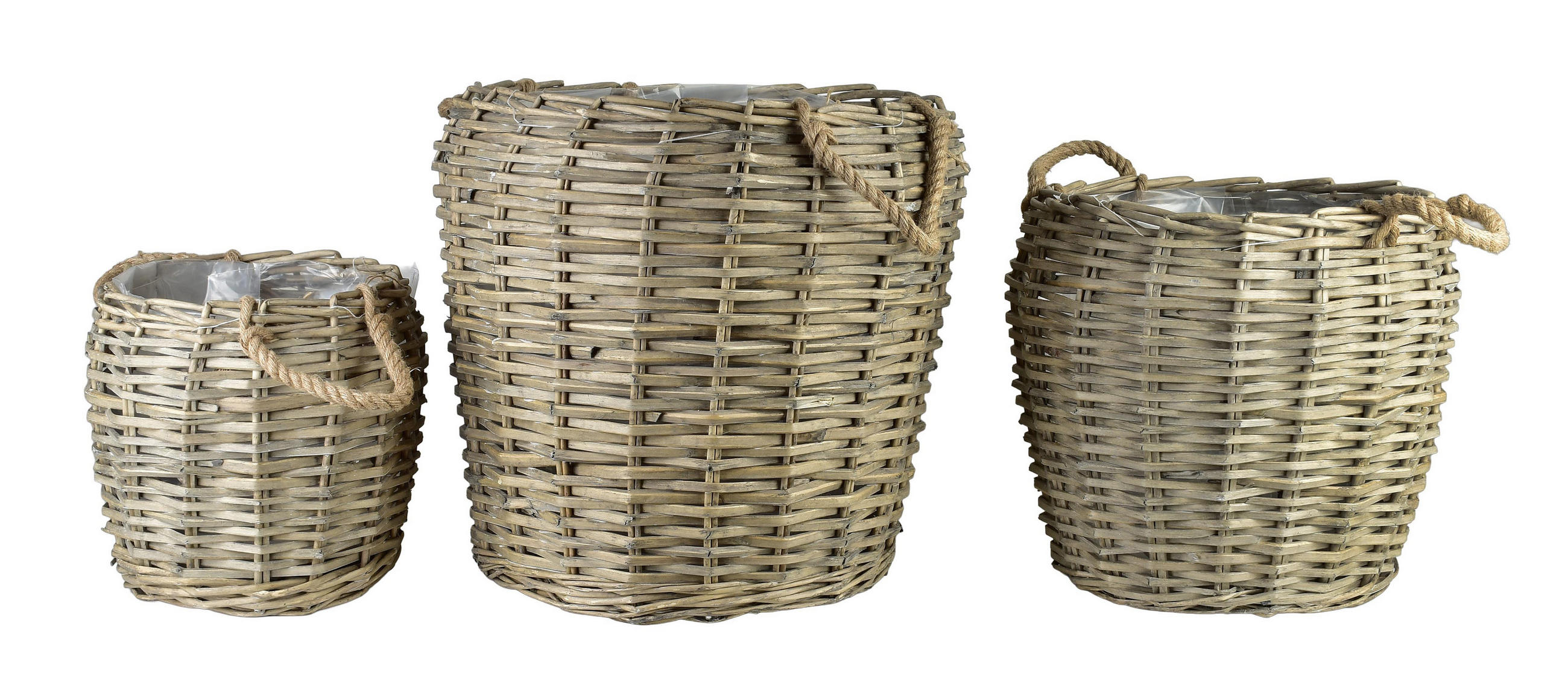 BLUMENTOPF Gustav 3er Set beige 49/49/50 cm Weide - Beige, Holzwerkstoff (52cm) - Mondex