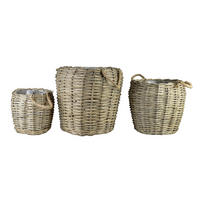 BLUMENTOPF Gustav 3er Set beige 49/49/50 cm Weide - Beige, Holzwerkstoff (52cm) - Mondex
