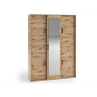 GARDEROBENSCHRANK Vanessa III 150 cm mit Spiegel, eiche artisan - Eiche Artisan, Kunststoff (150/205/40cm) - Margaret Hadas24