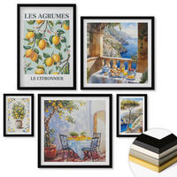 WANDBILDER 5er-Set - 50x50 cm & 20x30 cm & 40x60 cm Schwarzer Rahmen - Küchenkräuterpflanzen Beschriftungen - Schwarz, Kunststoff (40/60cm) - ArtPrintCave