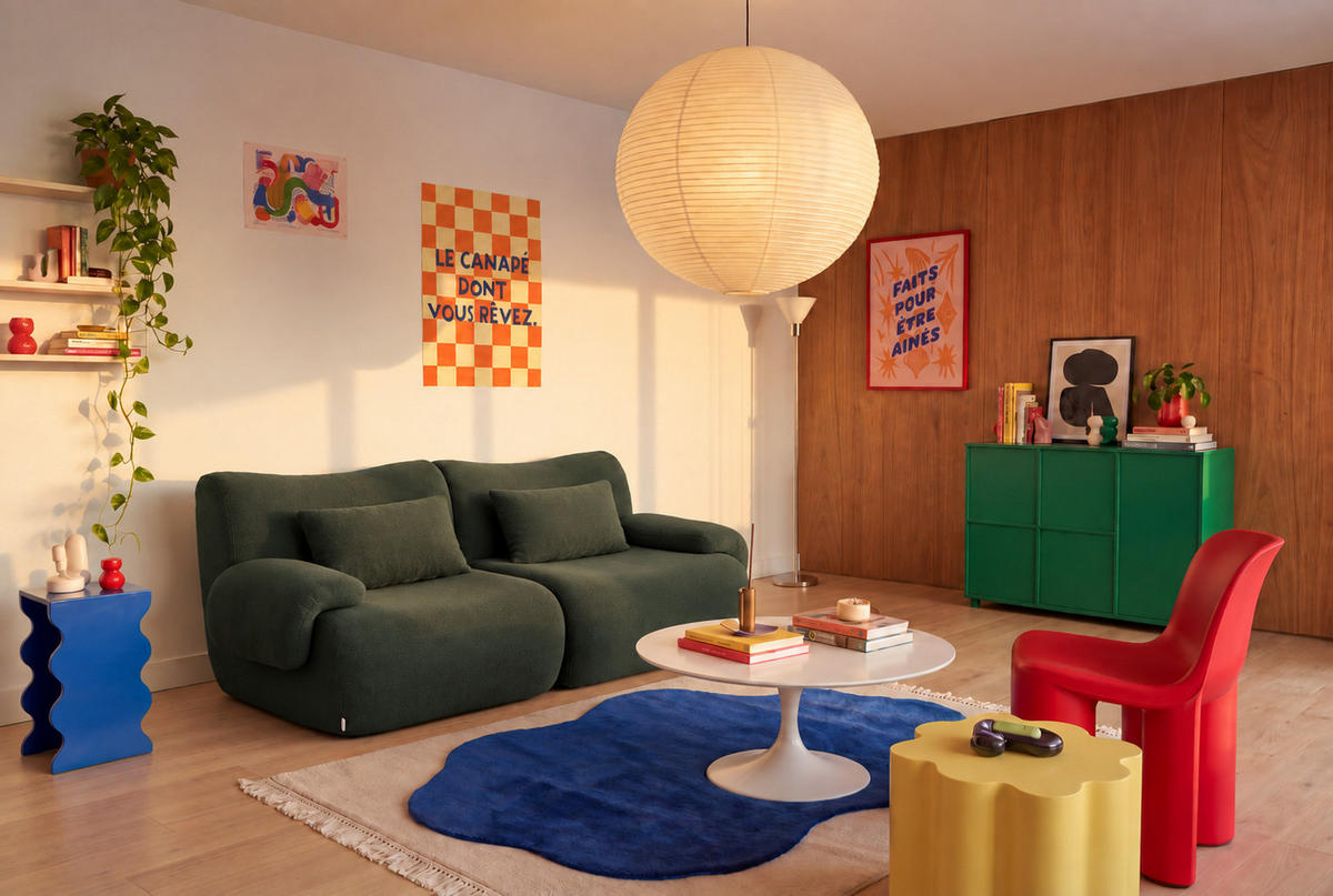 2-SITZER-SOFA Bouclé-Stoff Waldgrün - Waldgrün, Textil (194/73/95cm) - MILYsofa
