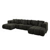 WOHNLANDSCHAFT Ottomane Links CLOUD-U-v1 414x180x40 Schwarz Velours - Schwarz, Holzwerkstoff/Kunststoff (414/90/180cm) - ALTDECOR