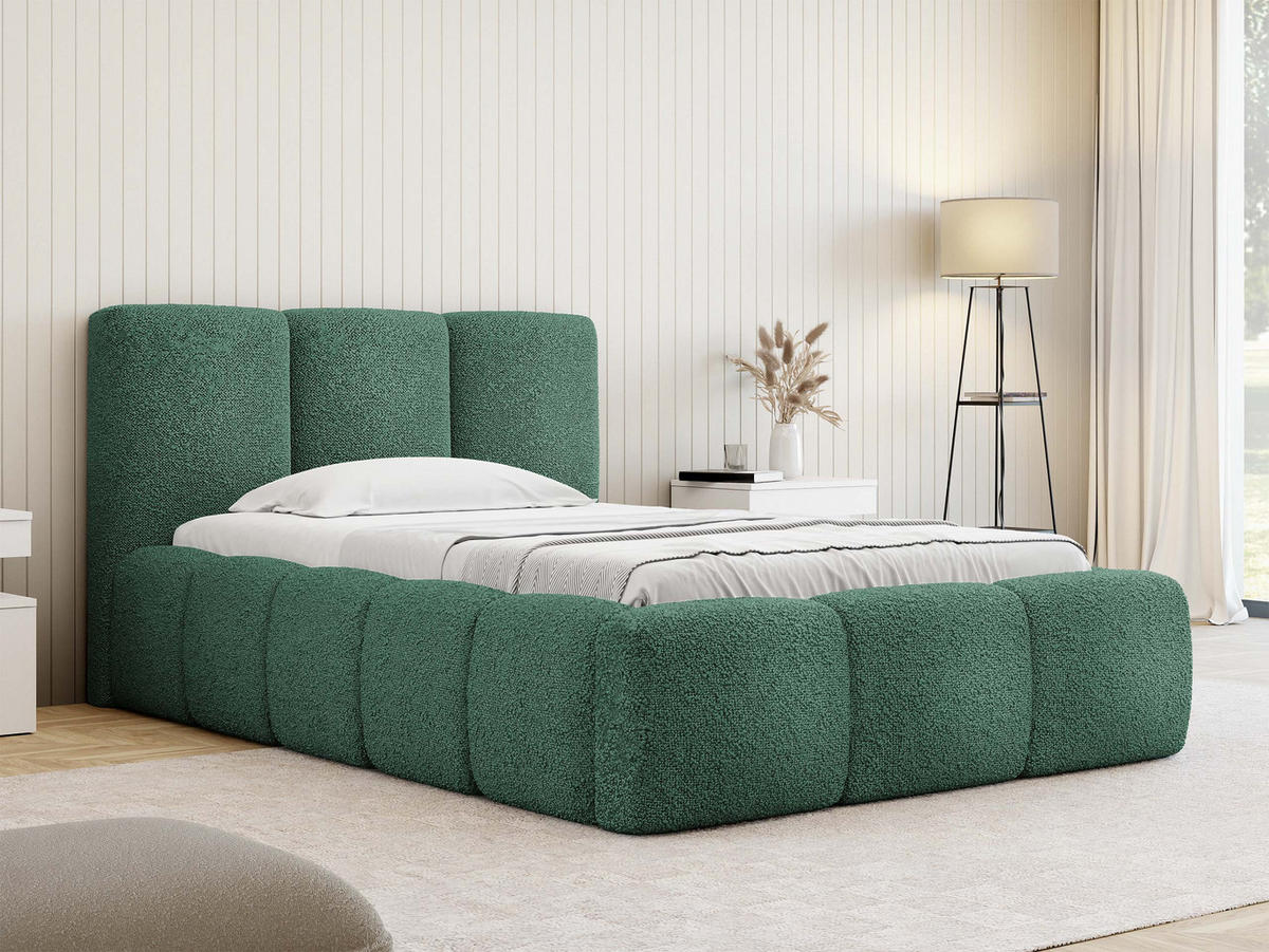 POLSTERBETT Kevson Boucle 90 - Grün, Holz (90/200cm) - MIRJAN24
