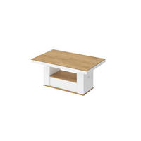 COUCHTISCH rechteckig Eiche Natur - Weiß Hochglanz 120/75/54 cm - Eichefarben/Weiß Hochglanz, Holzwerkstoff (75/120/54cm) - designimpex