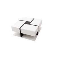COUCHTISCH, quadratisches Design, Hochglanzoberfläche mit 4 Schubladen, 78/78/36 cm, Weiß und Schwarz - Weiß, Holzwerkstoff (78/78/36cm) - Redom