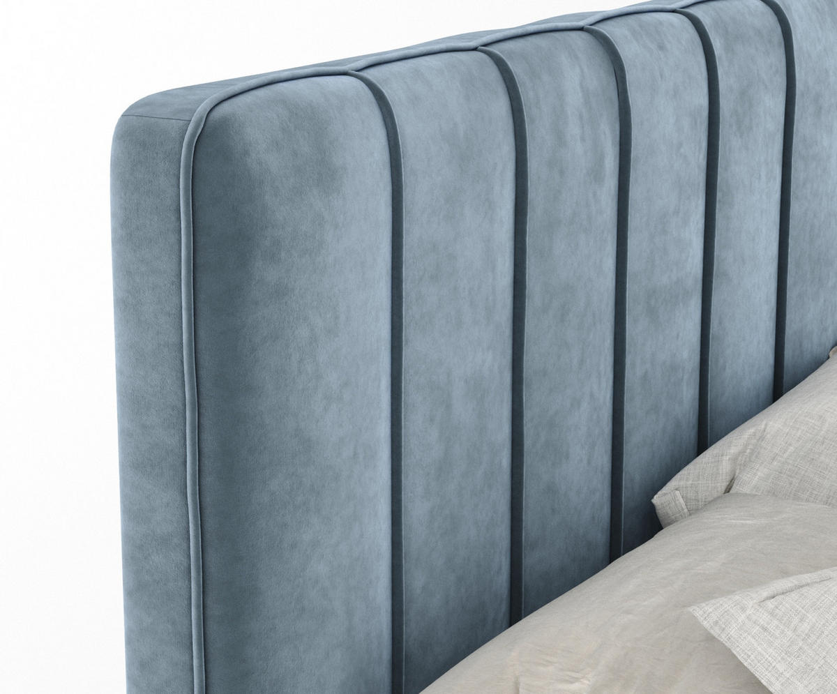 BOXSPRINGBETT Novara Blau Grau 140/200 cm - Blaugrau/Schwarz, Holz/Holzwerkstoff (140/200cm) - Maison de Reve