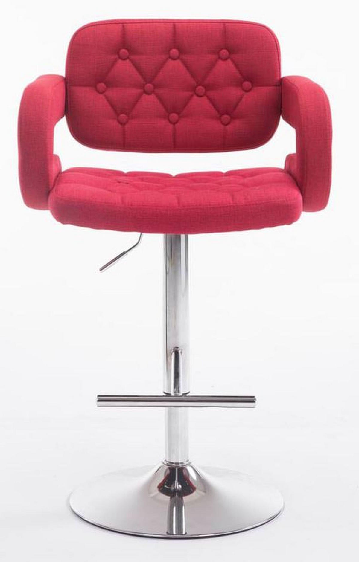 BARHOCKER Dubai, 2er Set, Gestell Metall in Chromoptik, Stoff Rot - Chromfarben/Rot, Textil/Metall (52/100/55cm) - TPFLiving