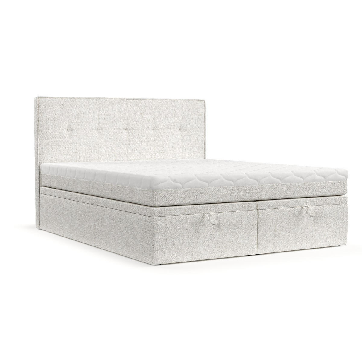 BOXBETT Arivo 160/200 cm Creme im Neve Stoff - Creme/Schwarz, Holz/Holzwerkstoff (160/200cm) - AltaBeds