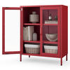 VITRINENSCHRANK Wohnzimmer klein EKER 101,5x80x40cm Rot - Rot, Metall (80/101.5/40cm) - DELUKE
