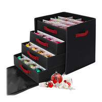 WEIHNACHTSKUGEL-AUFBEWAHRUNGSBOX - Schwarz, Wellpappe/Textil (36.5/40/36.5cm) - Relaxdays