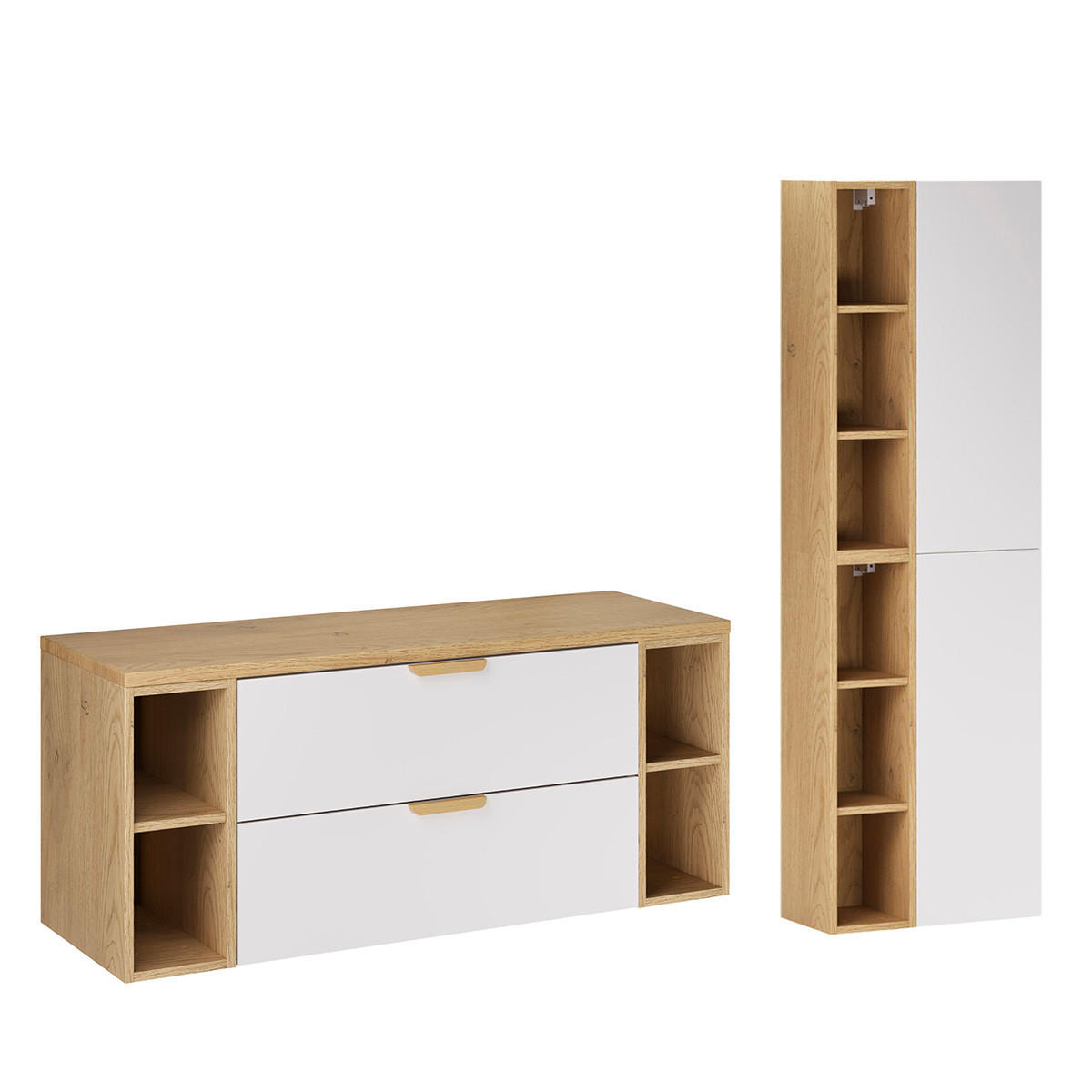 WASCHTISCHUNTERSCHRANK 120.6cm Oria 2er-Set Weiß - Weiß, Holzwerkstoff (120.6/50/46.5cm) - Petits-meubles