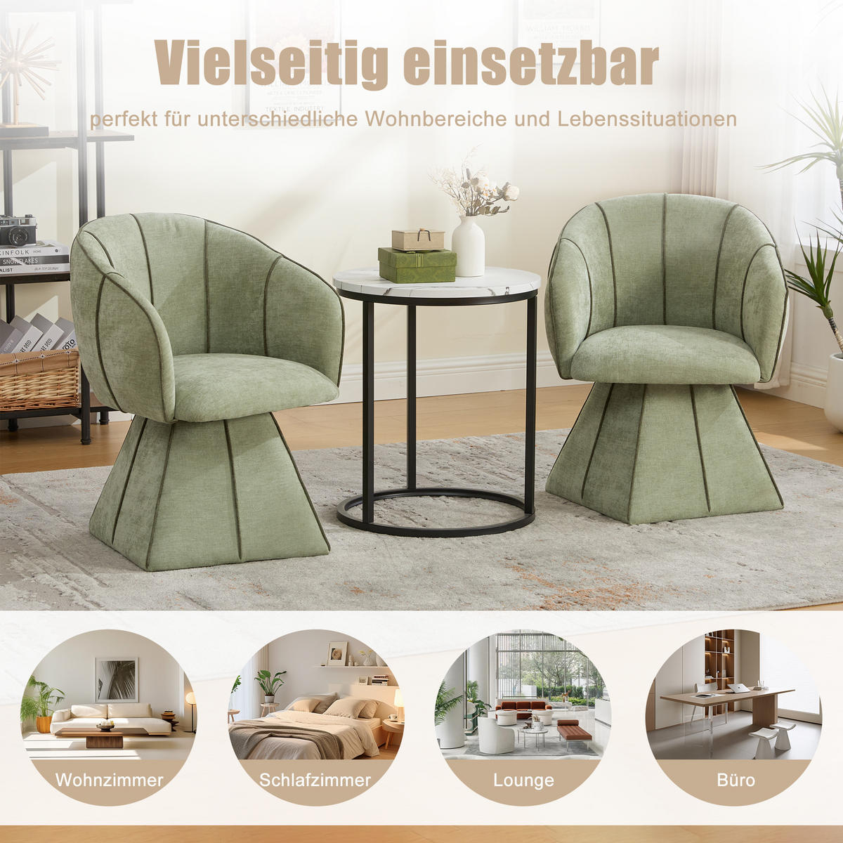 SESSEL,DREHSESSEL mit 360°-Drehfunktion und hoher Rückenlehne, Grün - Grün, Textil (56/74/54cm) - PARAFTA HOME