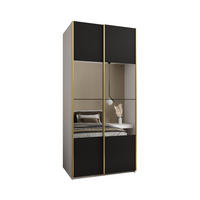 SCHWEBETÜRENSCHRANK 245,5/100/64 2-türig - Goldfarben/Schwarz, Holz/Metall (100/245/64cm) - Abiks Möbel