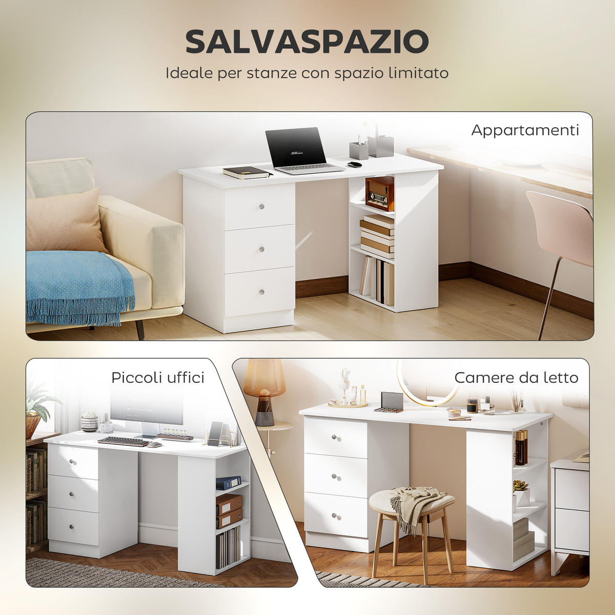 BÜROTISCH Weiß 1 Stück - Weiß, Holzwerkstoff (49/120/72cm) - GiPP