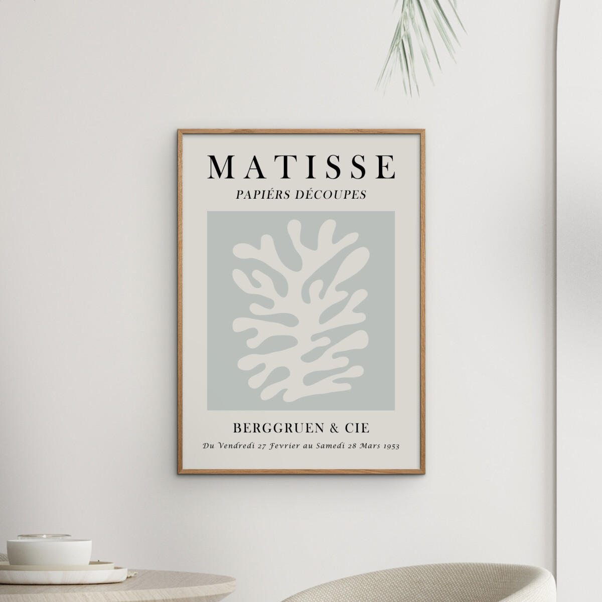 POSTER mit Rahmen Vitor Costa - Matisse floral art 3 - Blau/Eichefarben, Holz/Papier (30/40cm) - Poster&Frame