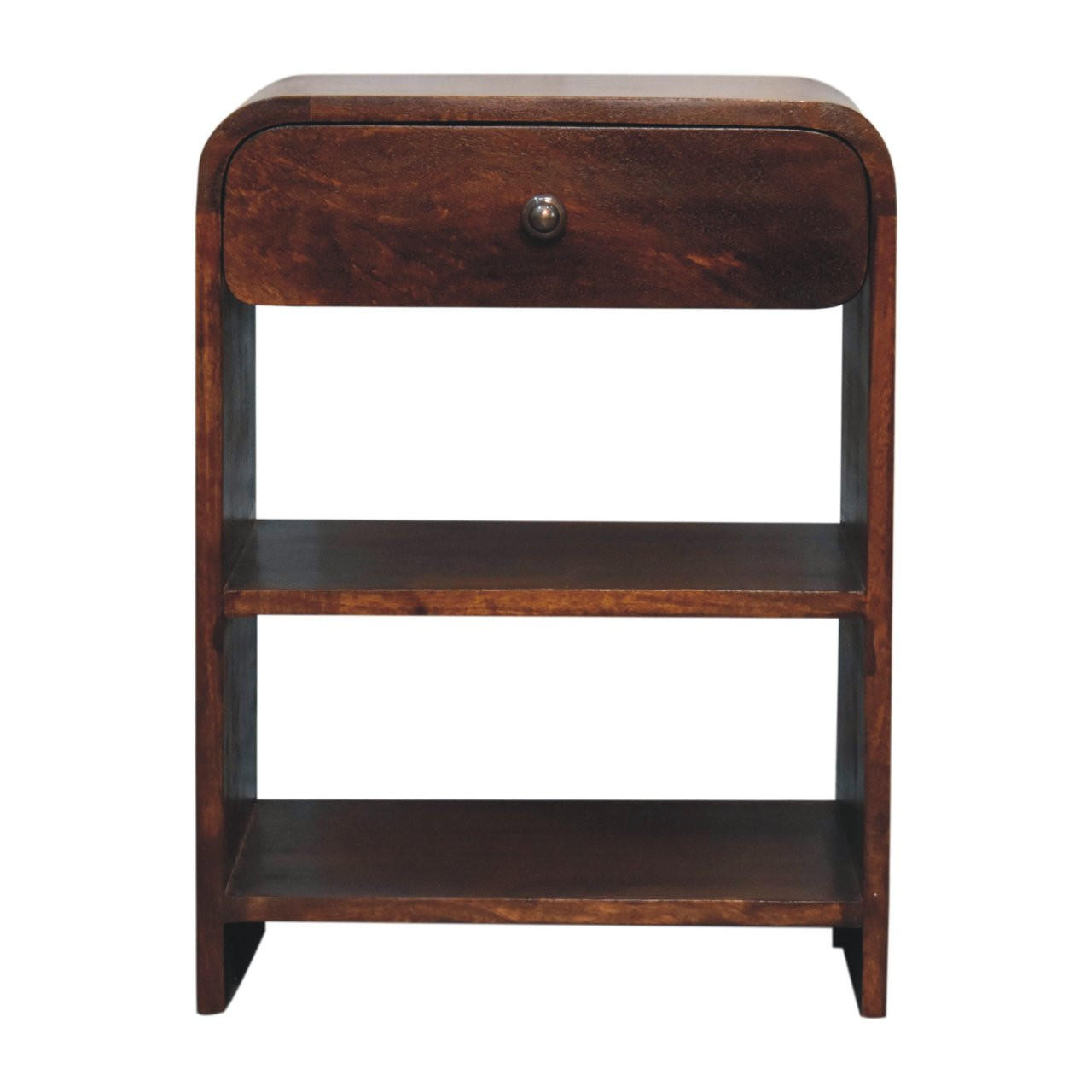 Artisan Furniture NOČNÍ STOLEK S povrchem v barvě sametu a mochy, 1 zásuvka, 1 otevřená přihrádka, tmavě hnědý