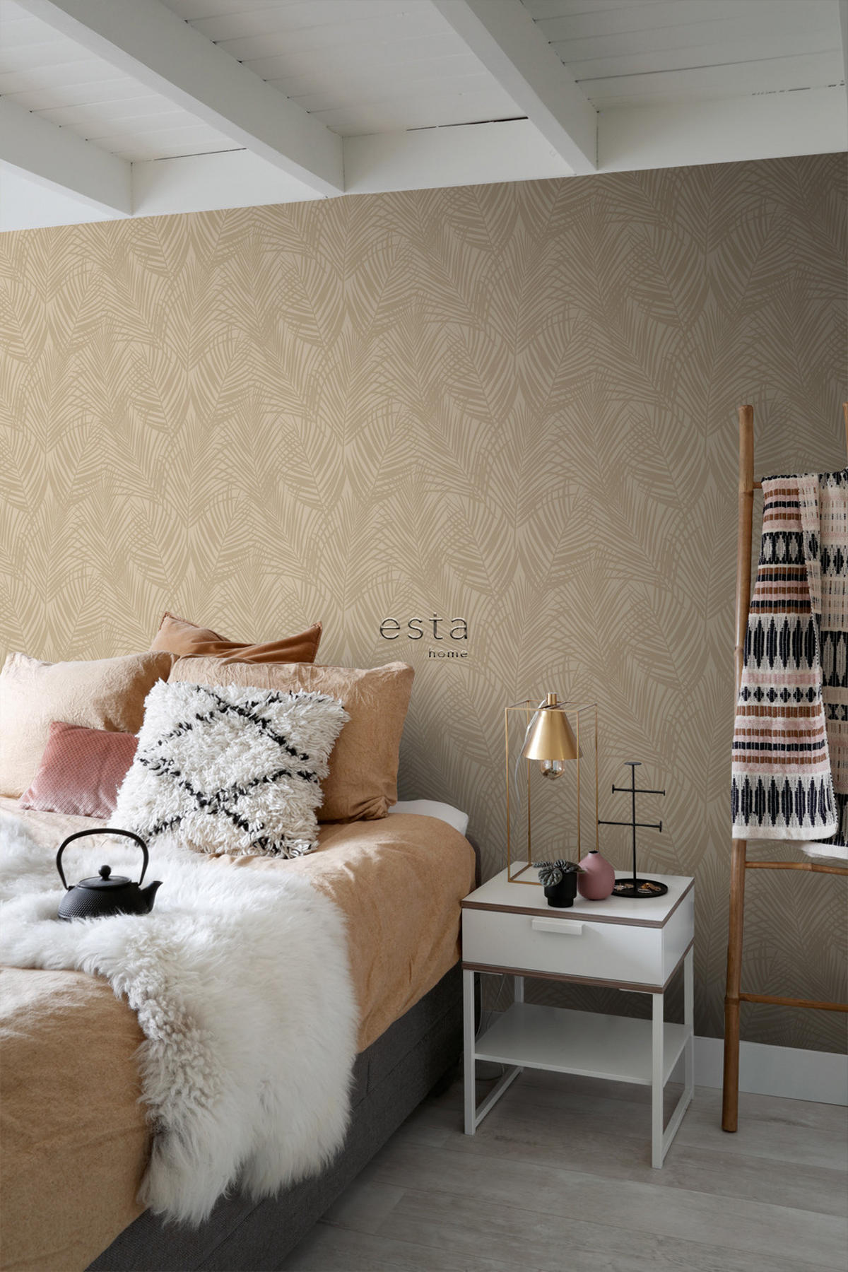 TAPETE Palmblätter 53 cm x 10.05 m - Beige, Papier (53/1000cm) - ESTAhome
