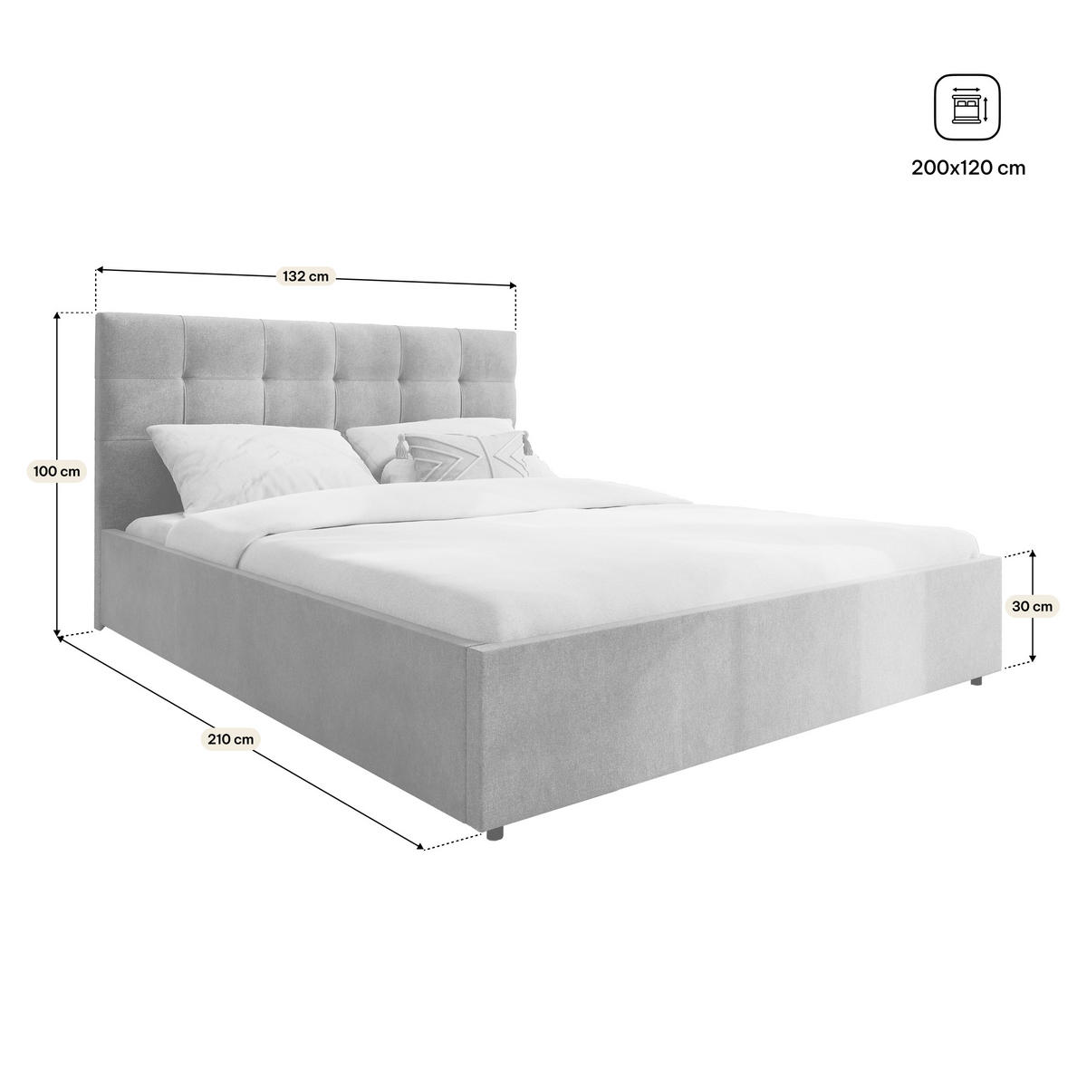 POLSTERBETT APE 120x200 cm mit Bettkästen - Grau - Grau, Holz/Textil - MASSENO