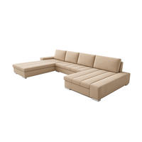 WOHNLANDSCHAFT VERONA U-Form mit Schlaffunktion, Bettkasten und Wellenfederung – Großzügiges Ecksofa 387 cm - Creme, Kunststoff (387/85/213cm) - Wohnideebilder
