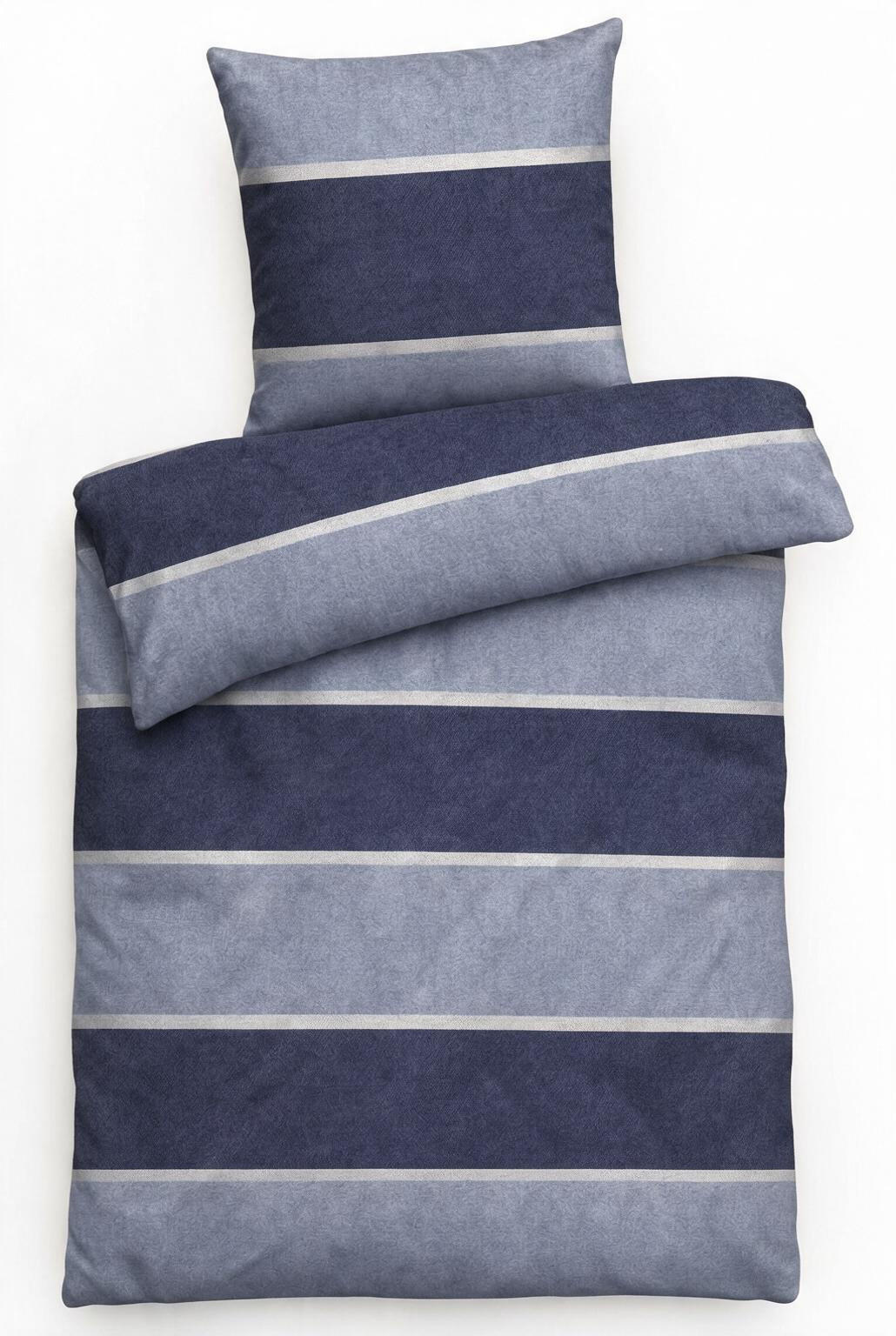 BIBER-BETTWÄSCHE 155x220 - Made in Germany! Flauschig warmer Flanell Bettbezug aus 100% Baumwolle für Herbst & Winter - Blau - Blau, Textil (155/220cm) - Carpe Sonno