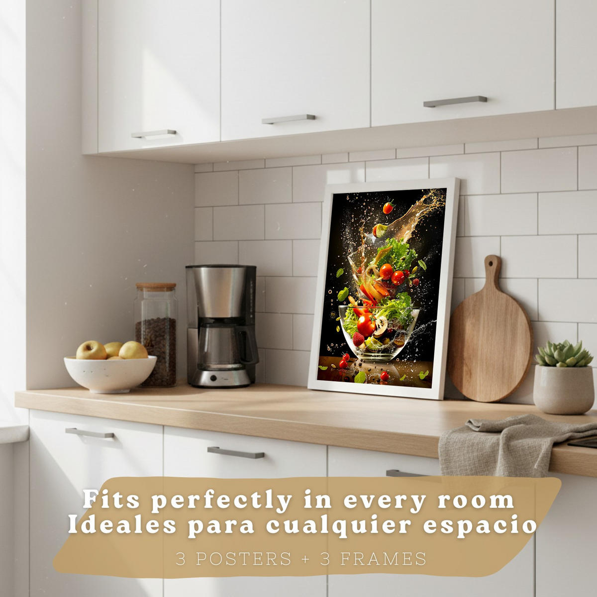 PLAKAT Sada 3 Salát A4 Bílý rám - bílá, papír (29.7/1/21cm) - Nacnic