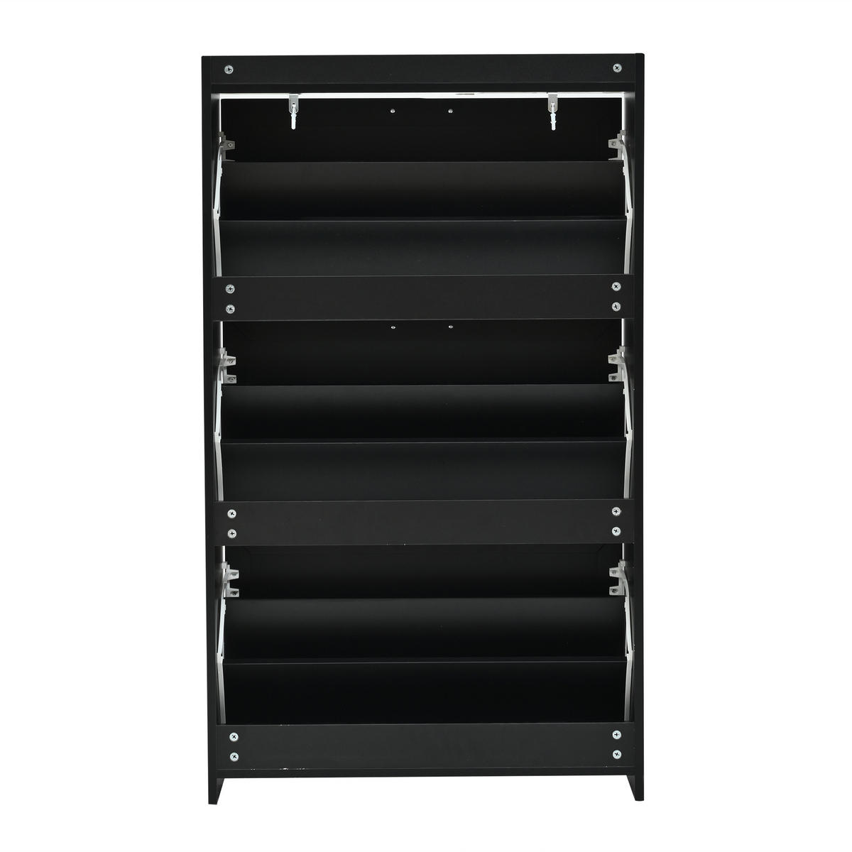 SCHUHSCHRANK mit Klappen 70/24/120 cm in Schwarz, platzsparend - Schwarz, Holzwerkstoff (70/120/24cm) - BEAOK