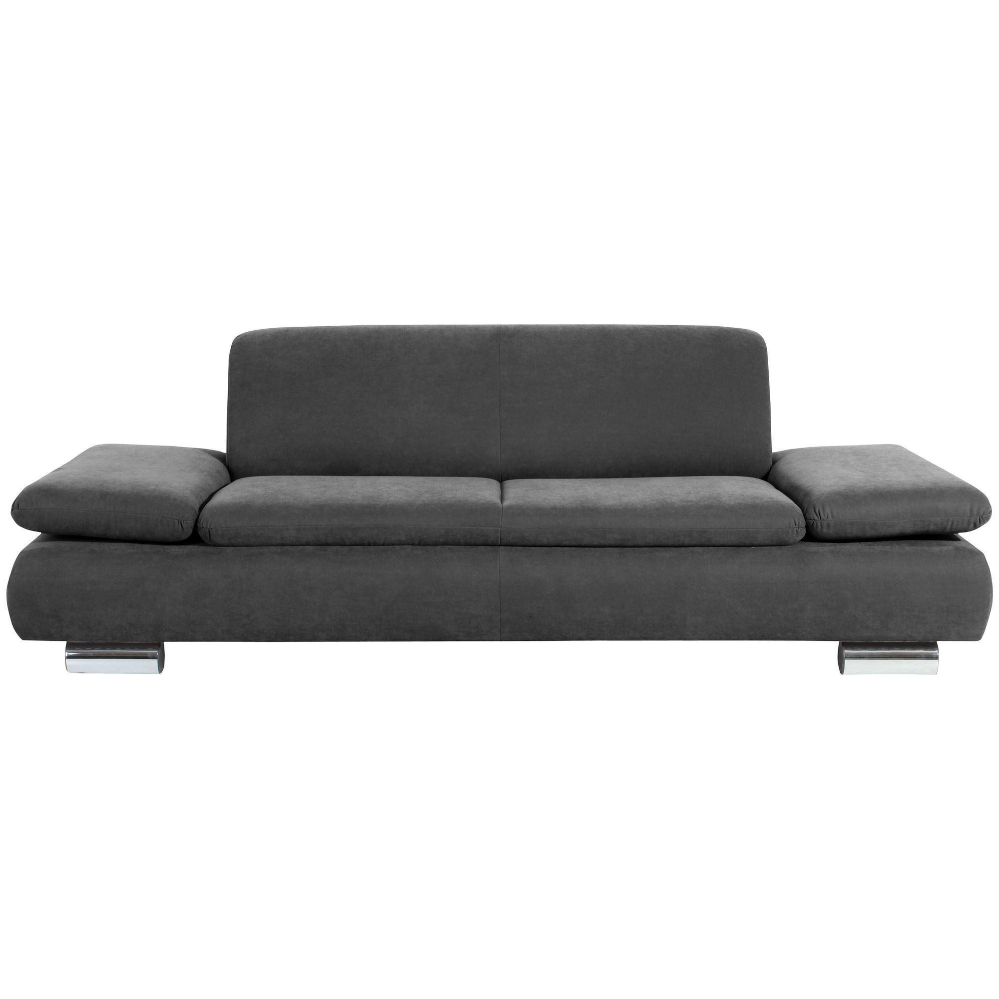 SOFA 2,5-Sitzer Kaye Bezug Veloursstoff Metallfuß verchromt / anthrazit - Anthrazit, Kunststoff (221/76/90cm) - 58aufmkessel