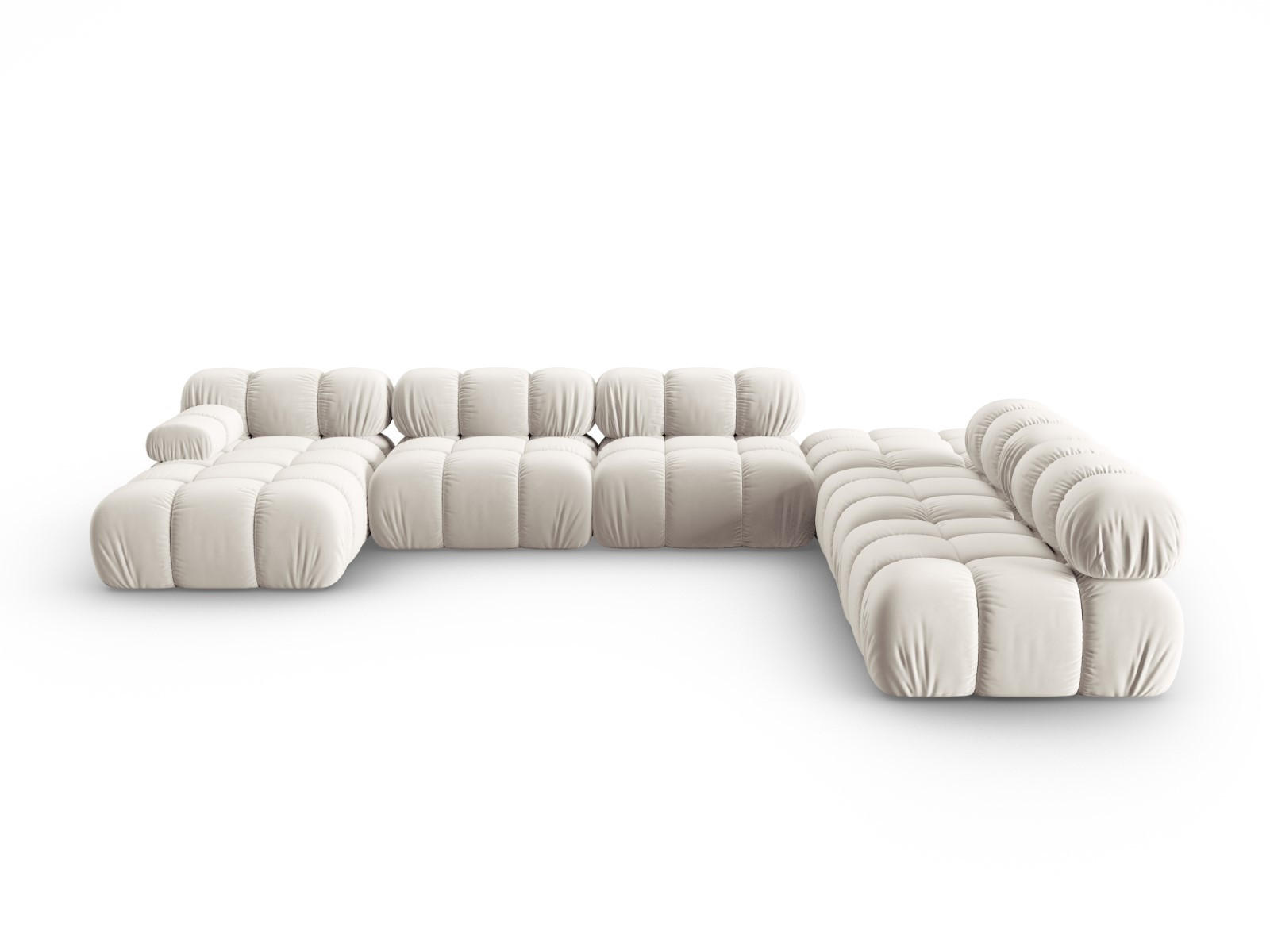 MODULARES-PANORAMASOFA rechts Bellis aus Samt leichtes beige 7 Sitzplätze - Creme, Textil (282/63/379cm) - Micadoni