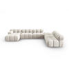 MODULARES-PANORAMASOFA rechts Bellis aus Samt leichtes beige 7 Sitzplätze - Creme, Textil (282/63/379cm) - Micadoni