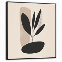 LEINWAND Bilder mit Rahmen - Pflanze - Beige - Japanisch - 90x90 - Schwarz, Textil (90/90cm) - MuchoWow