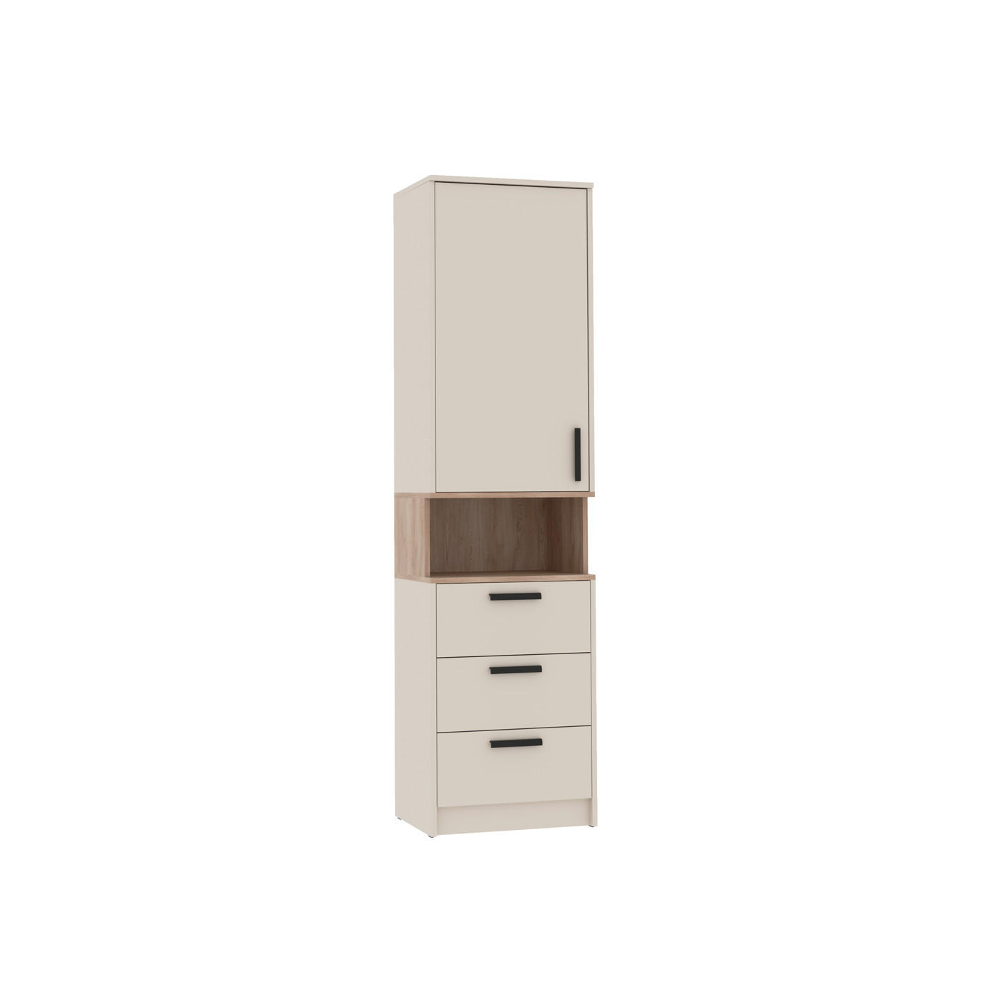 MEHRZWECKSCHRANK GRANT G6/C GRAUBEIGE CASHMERE 52/195/40 - Kaschmir/Schwarz, Glas/Holzwerkstoff (52/195/40cm) - Marmex Möbel