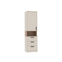 MEHRZWECKSCHRANK GRANT G6/C GRAUBEIGE CASHMERE 52/195/40 - Kaschmir/Schwarz, Glas/Holzwerkstoff (52/195/40cm) - Marmex Möbel
