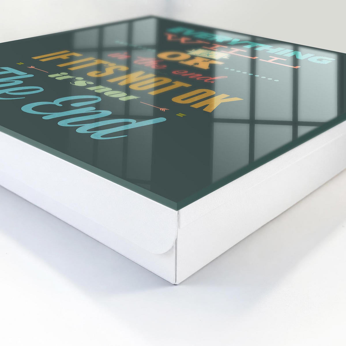 SCHLÜSSELBOX Weiß 30x30 cm – Türöffnung nach rechts - Positive Botschaft - Türkis, Metall (30/30/5cm) - TULUP
