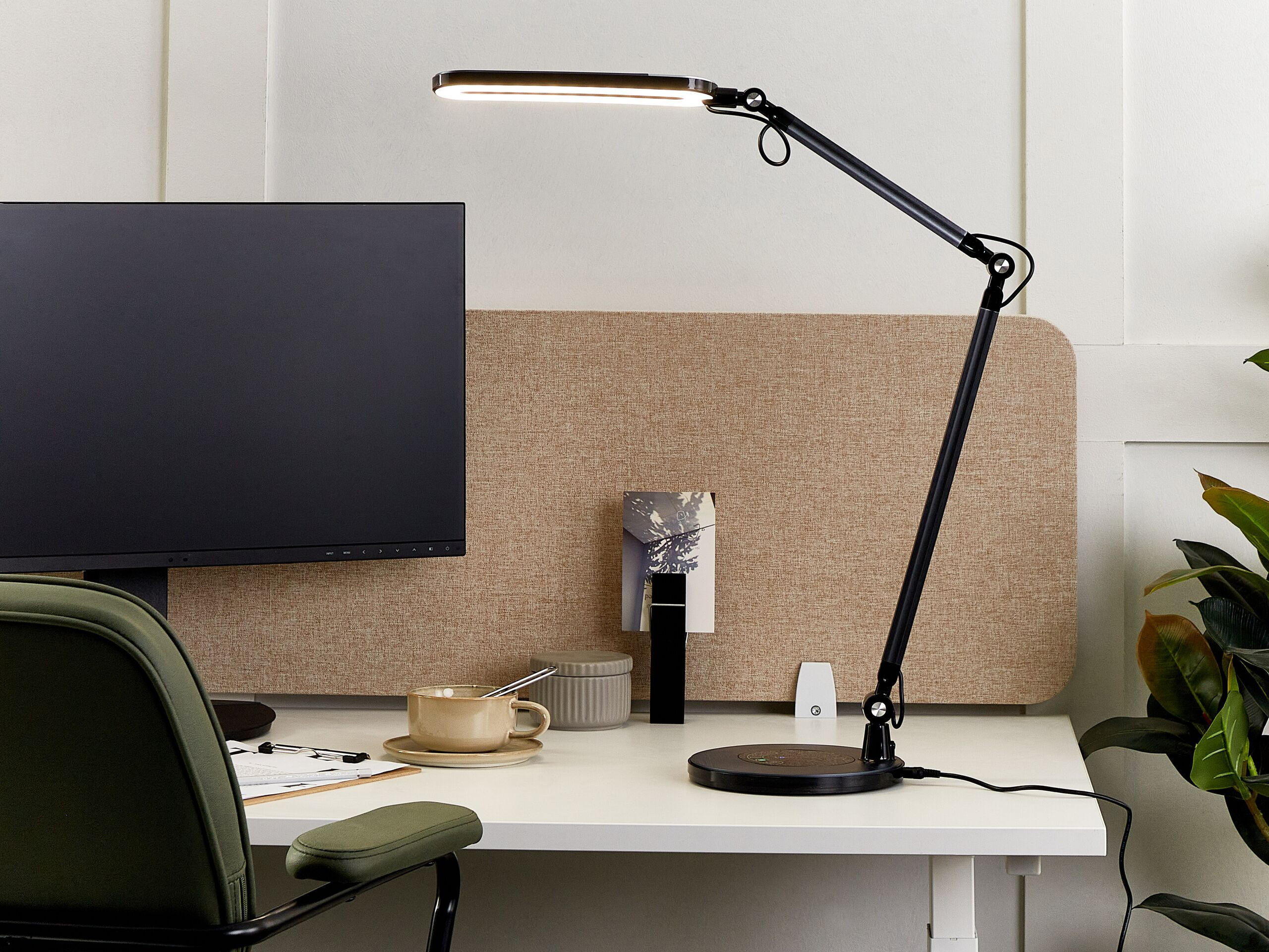 SCHREIBTISCHLAMPE Grus 20/30/80 cm - Schwarz, Metall (20/30/80cm) - Beliani