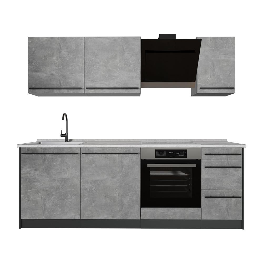 Vicco Küchenzeile Grau, Anthrazit 220x81.6x60 cm
