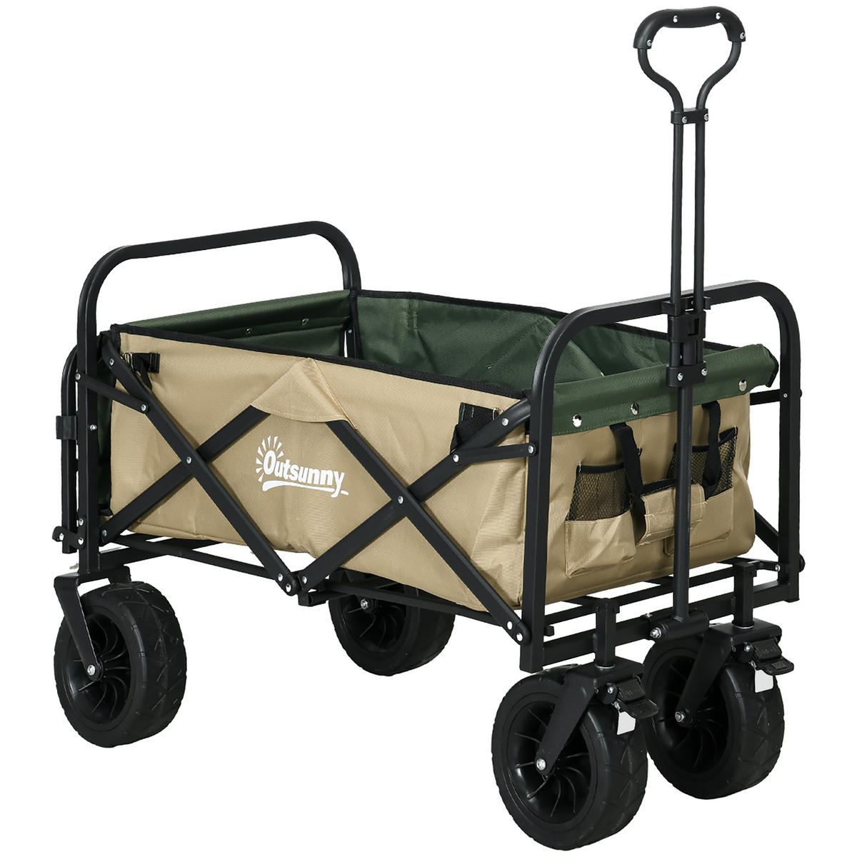 GARTENWAGEN DE-10347 faltbar 110 L, Teleskopgriff Khaki - Taupe, Metall (57/100/94cm) - ComfortXL