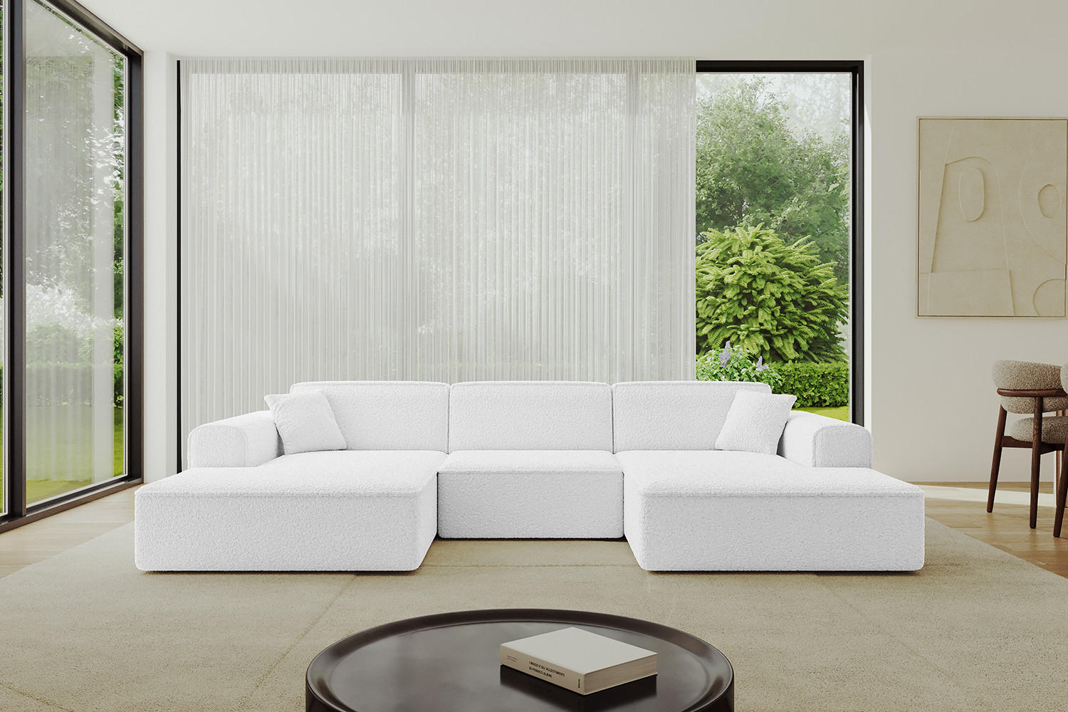 WOHNLANDSCHAFT IREA-U1-v3 - 303x171x79 cm Weiß - Weiß, Holzwerkstoff/Textil (303/79/171cm) - ALTDECOR