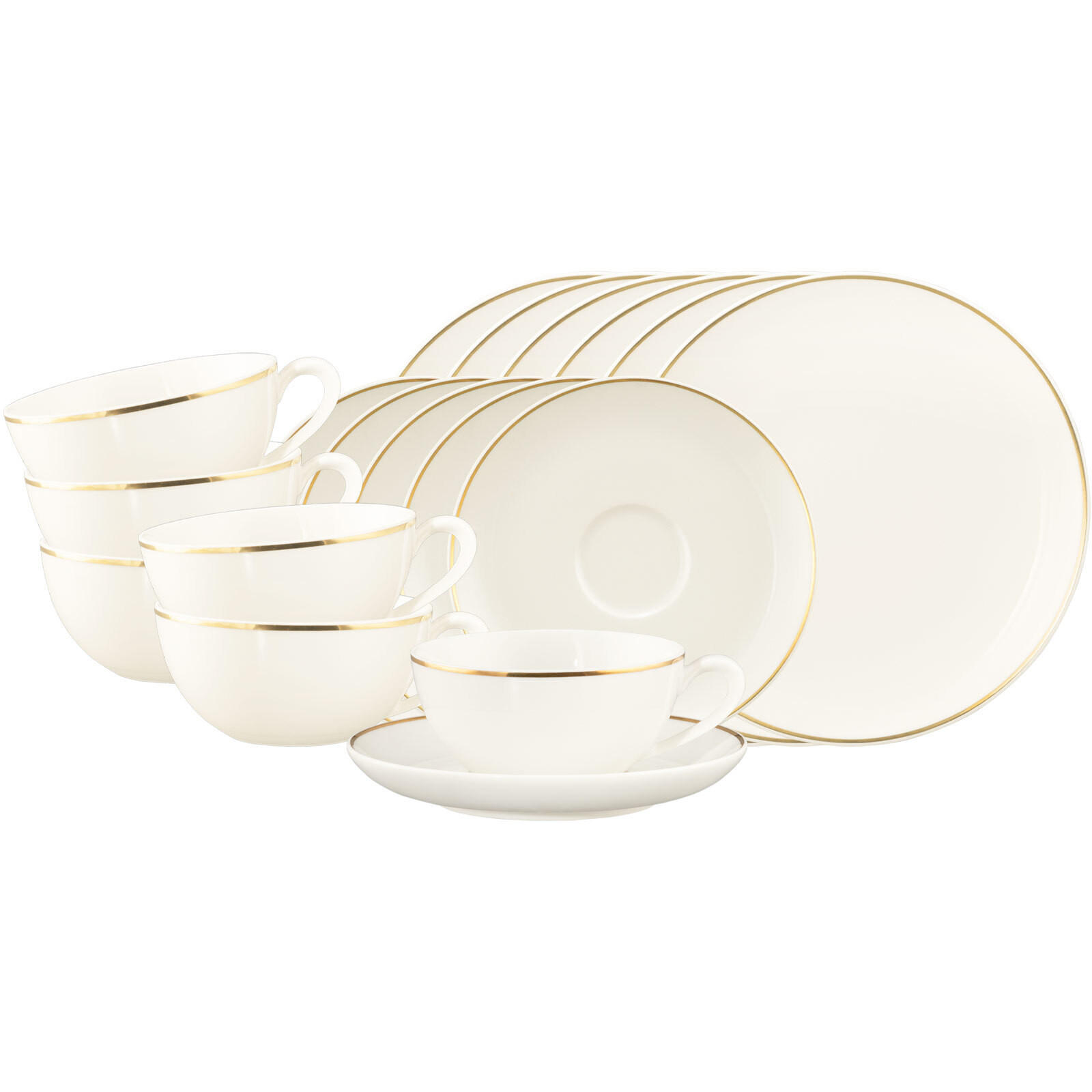 TEE-SET Savona Goldlinie creme 18er Set - Creme, Keramik (2/2/2cm) - Seltmann Weiden