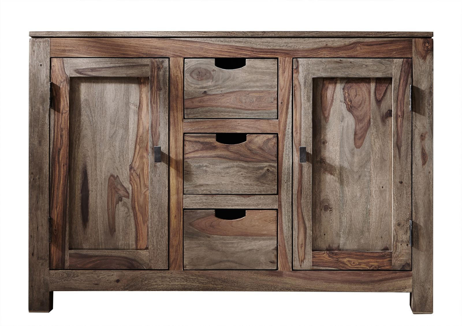 SIDEBOARD Sheesham 120x45x85 grau geölt NATURE GREY #83 - Grau, Holz (120/85/45cm) - Massivmoebel24