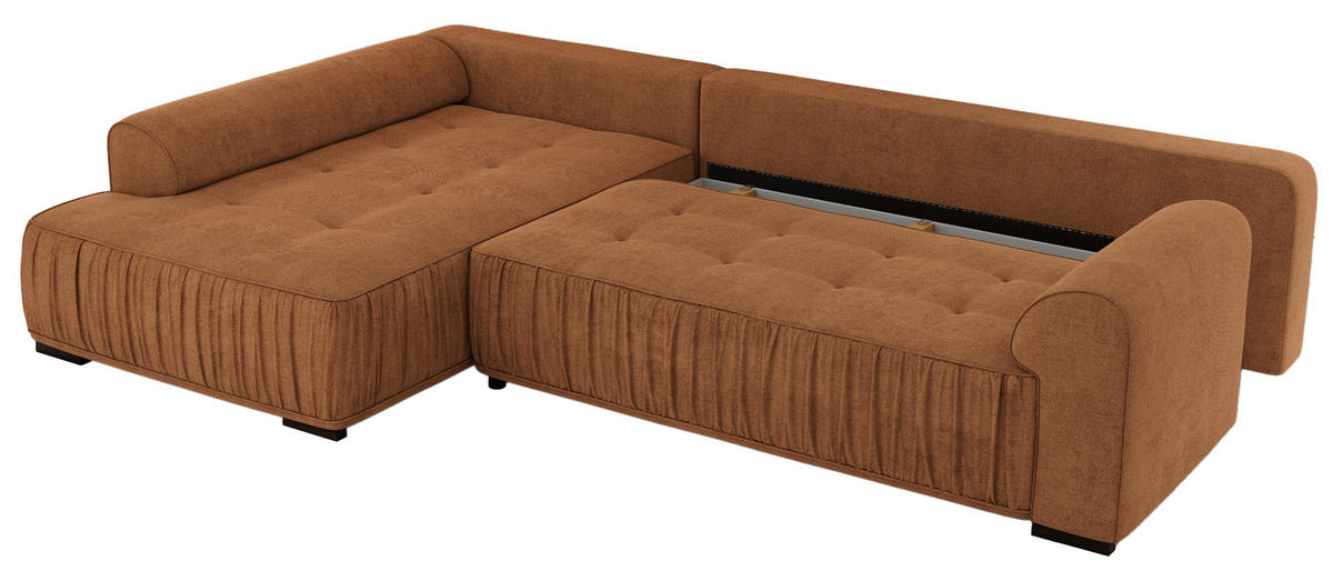 ECKSOFA ORTA Orange Stukture - Links - Schwarz/Orange, Textil (325/200cm) - MKS