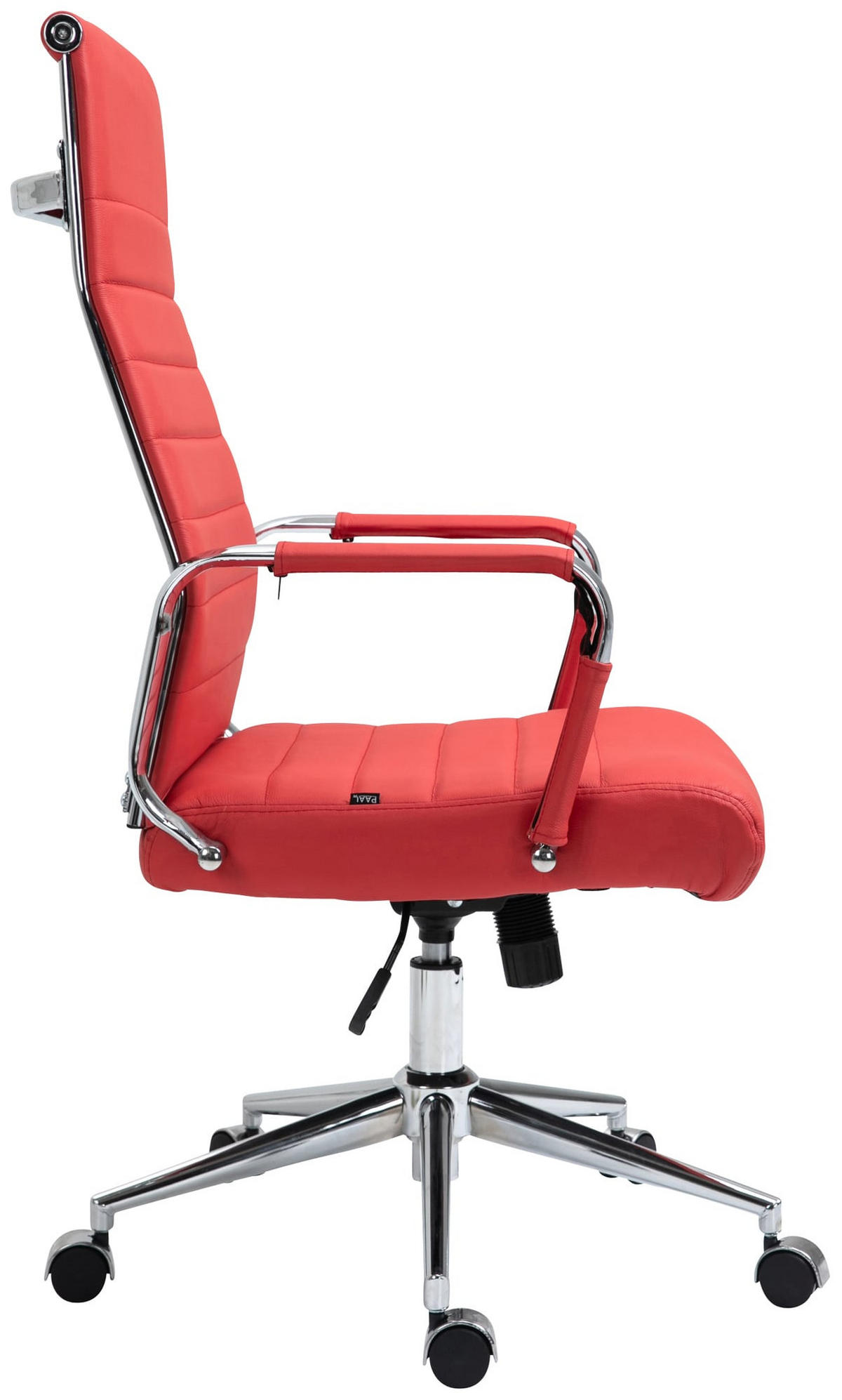 KONTORSSTOL Kolumbus äkta läder - Röd/Kromfärg, Läder/Metall (58/105/66cm) - CLP