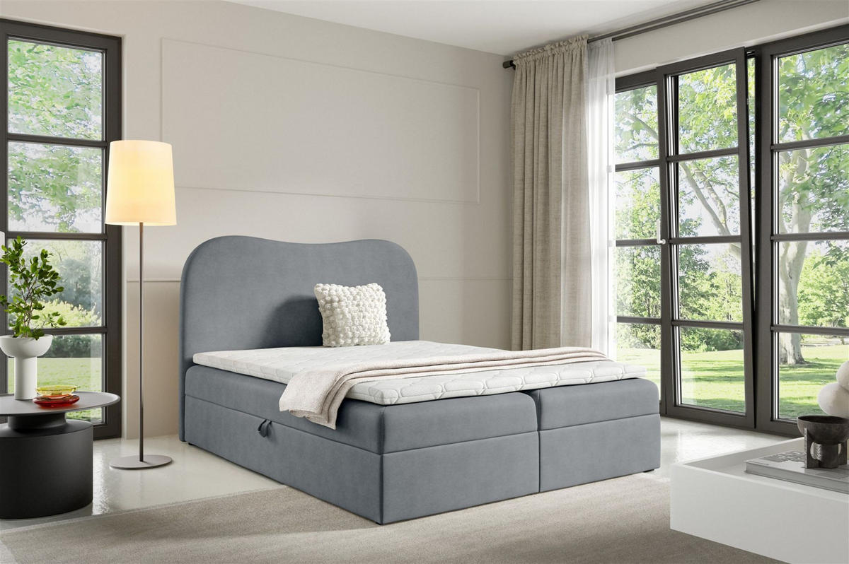 BOXBETT Darlin - Grau, Holzwerkstoff/Textil (120/200cm) - Fun Möbel