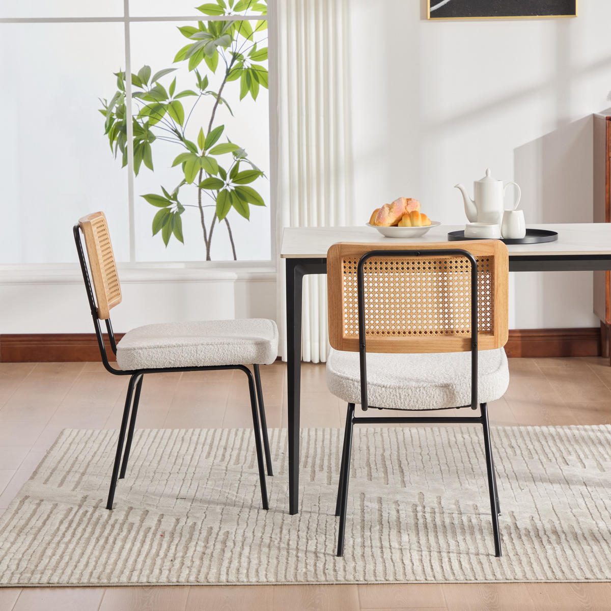 STÜHLE 2er-Set Esszimmerstuhl,Massivholz,Chenille,Beige - Beige, Textil (47/82/58cm) - LVHOM