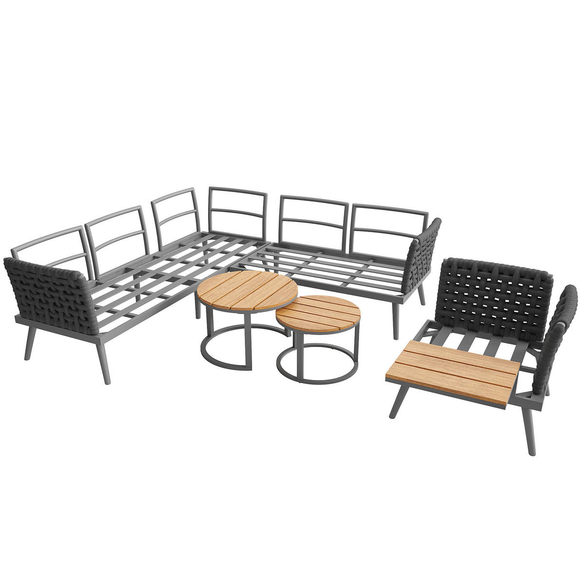 LOUNGEGARNITUR aus Eisen 200x73x76.5cm Grau mit 8 cm Polstern - Grau, Metall - Modfu