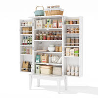 BUFFET aus MDF 120x59x30 cm Weiß mit 2 Türen, 5 Fächern und Türablagen im Vintage-Stil - Weiß, Holzwerkstoff (59/120/30cm) - Modfu