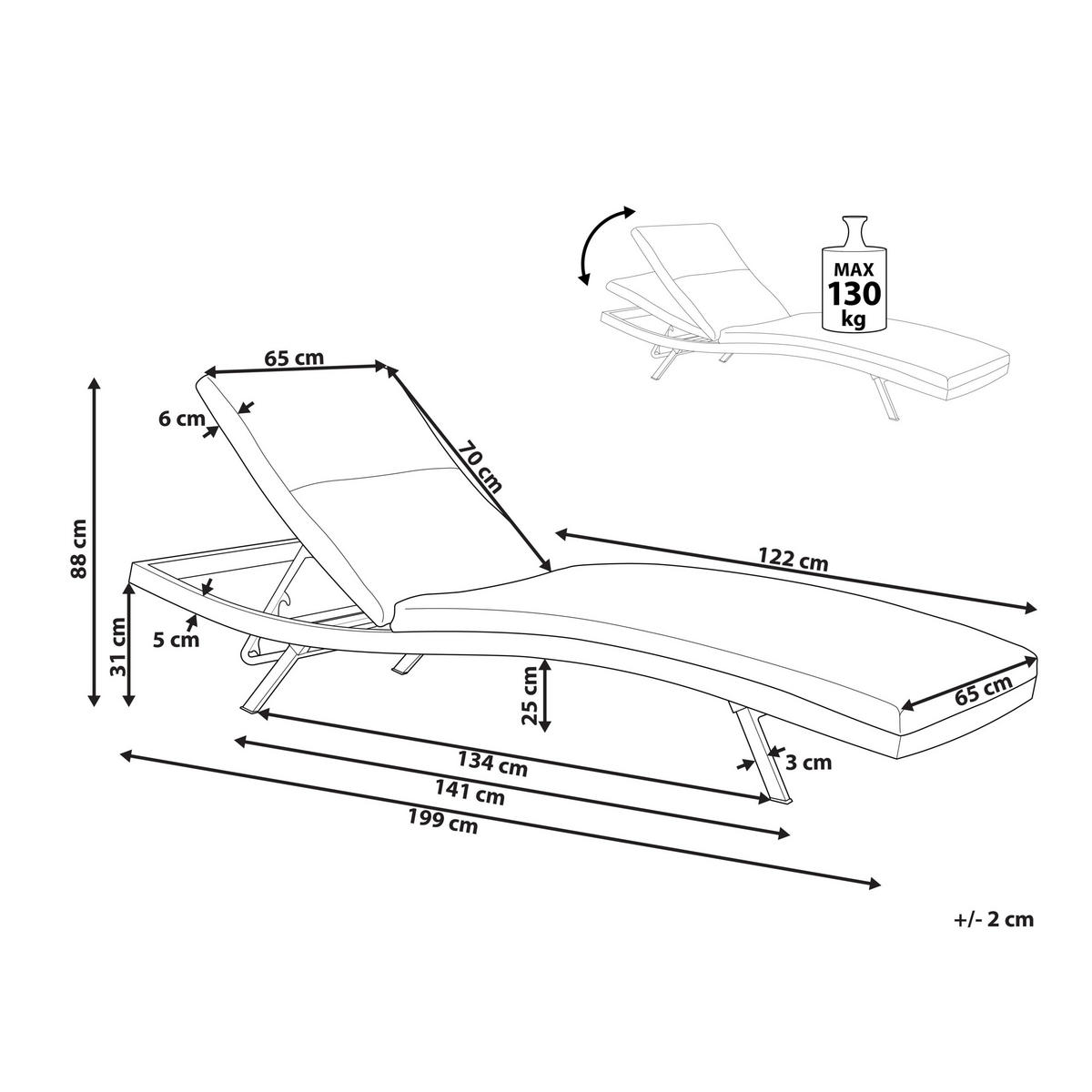 SONNENLIEGE mit Kissen Dunkelgrau Amelia - Graphitfarben, Textil (65/31/199cm)