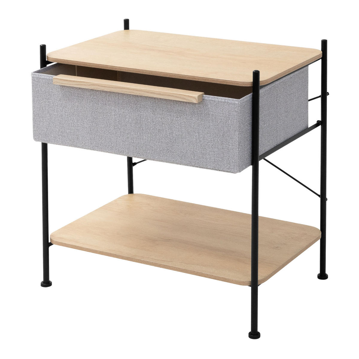POLICE se zásuvkou z látky 62x67,5x42,5 cm šedá - přírodní/tmavě šedá, kompozitní dřevo/textil (62/67.5/42.5cm) - ML-DESIGN